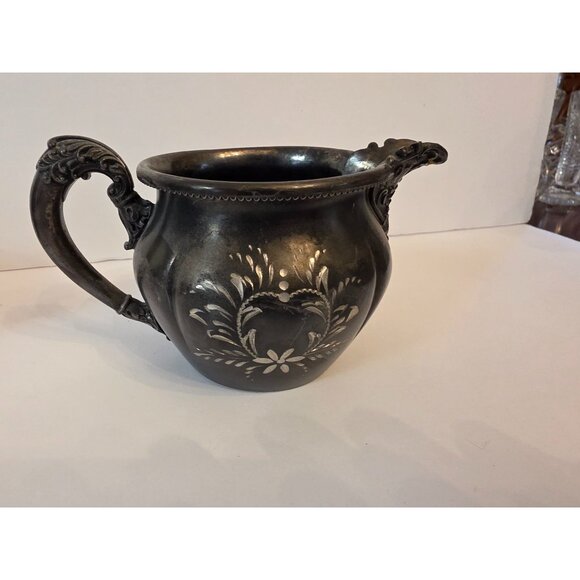 Vintage Forbes Silver Plated Sugar Bowl & Creamer Engraved Floral Ornate Handles - Picture 10 of 14